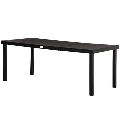 Rectangular Aluminum Patio Dining Table for 8, Black Patio Dinning Tables Black Wood Grain at Gallery Canada