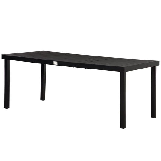 Rectangular Aluminum Patio Dining Table for 8, Black Patio Dinning Tables Black Wood Grain at Gallery Canada