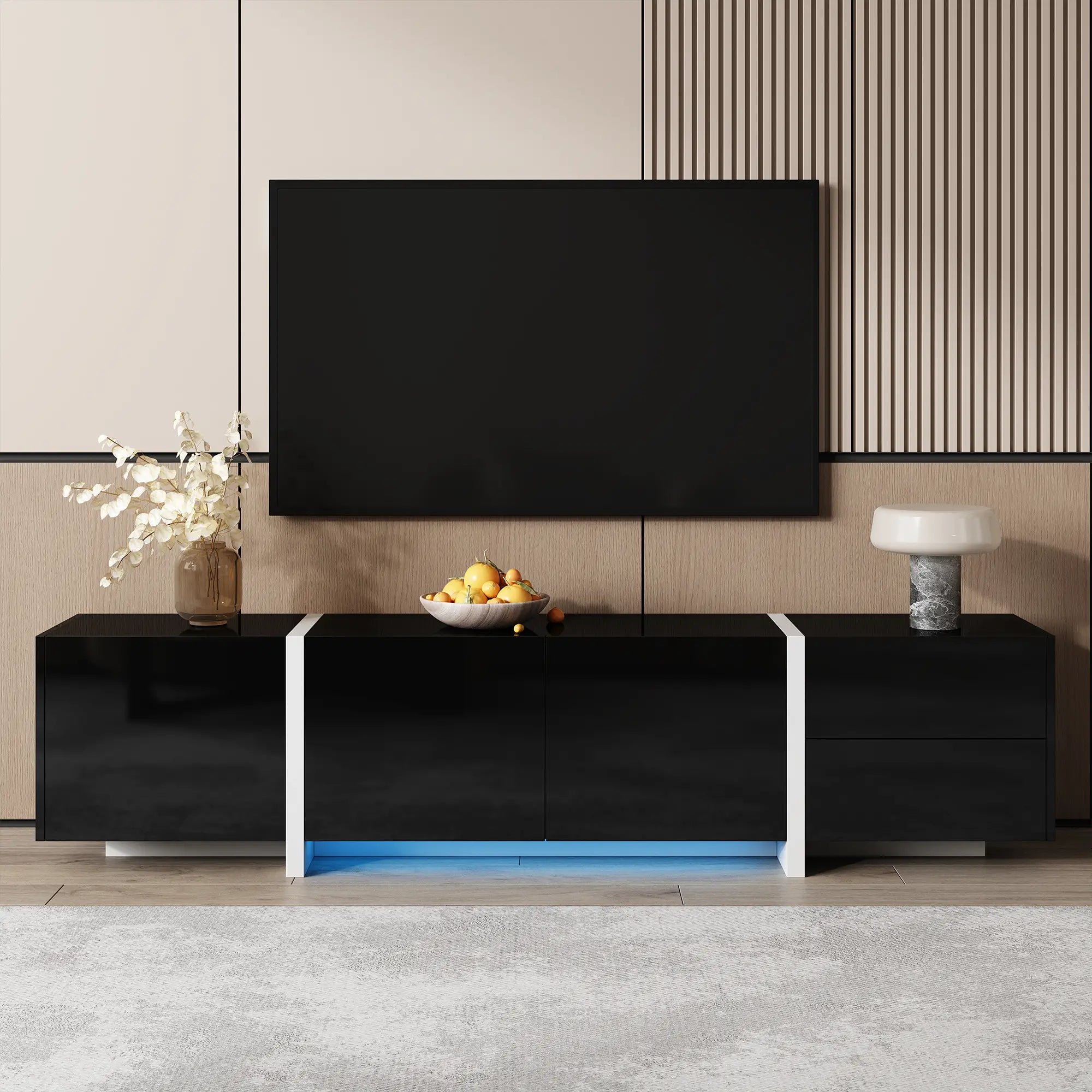 TV Cabinet, High Gloss Finish, LED Light, 67