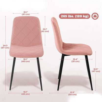 Upholstered Dining Chairs Set of 4, Steel Legs, Modern Kitchen, Pink Dining Chairs at Gallery Canada