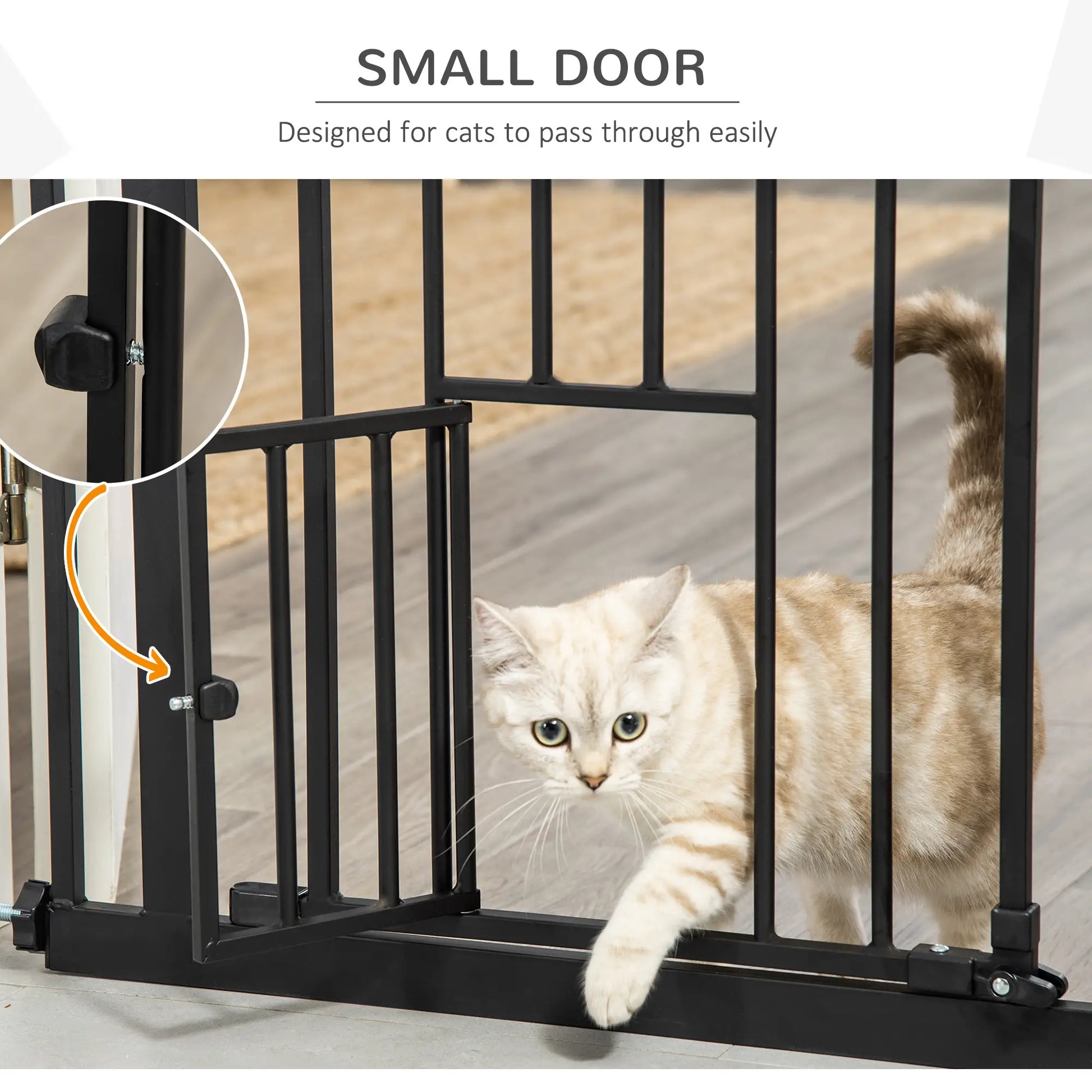 Retractable Gate, Extra Wide 29-32 Inch, Press-Mounted with Cat Door Houses, Kennels & Pens at Gallery Canada