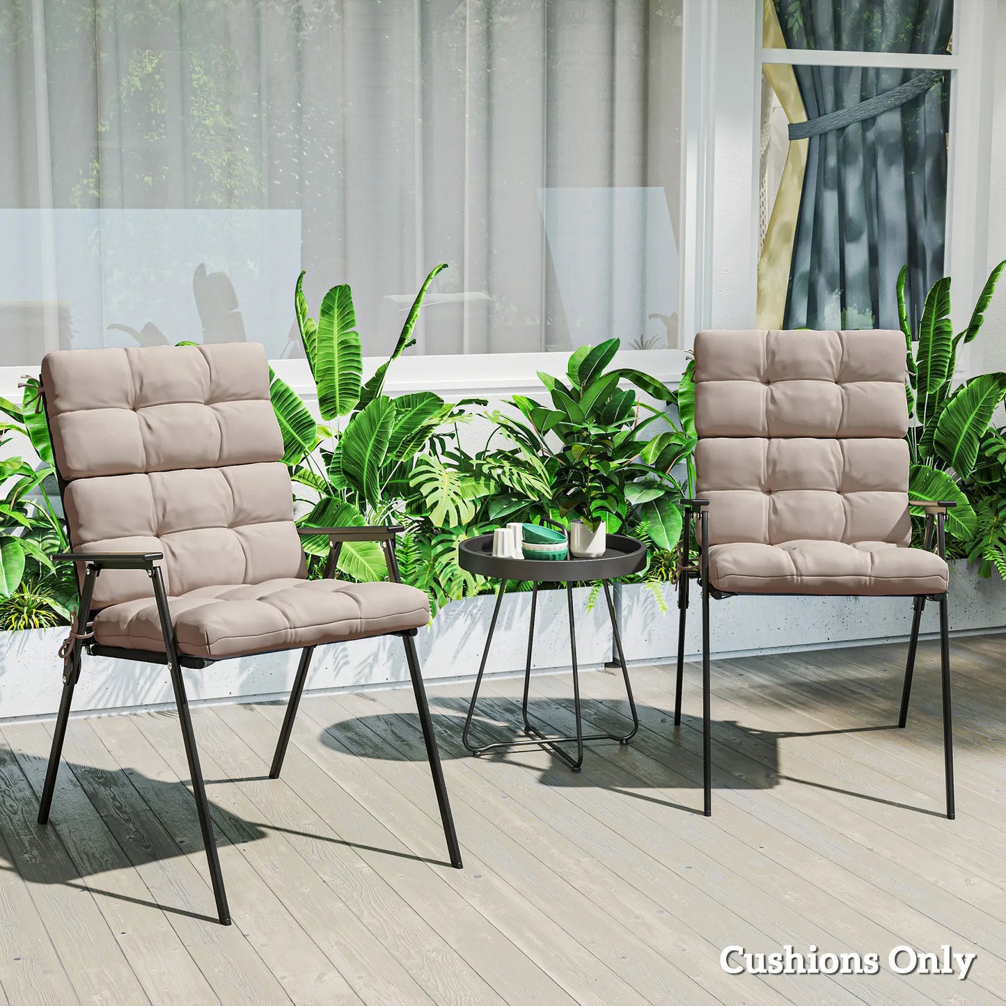 2-Piece Back Seat Cushion Set, Outdoor Patio Chair, Button Tufted, Beige Patio Chair Cushions at Gallery Canada