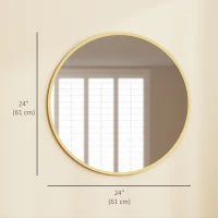 Miroir mural rond de 24" pour chambre à coucher salon, ton doré