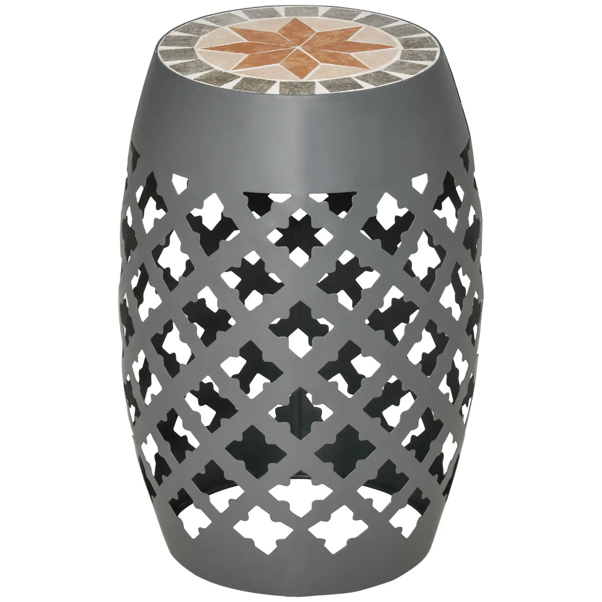 Ceramic Garden Stool, 12" Drum Side Table, Grey Patio Chairs Grey at Gallery Canada