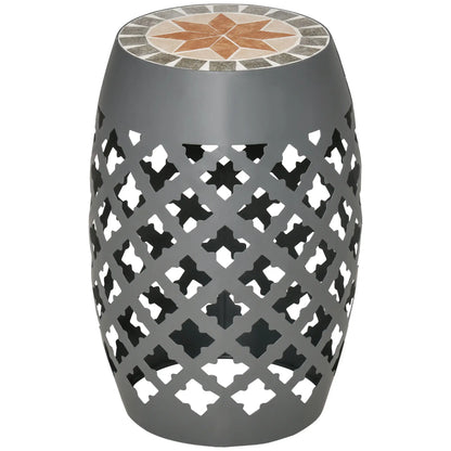 Ceramic Garden Stool, 12" Drum Side Table, Grey Patio Chairs Grey at Gallery Canada