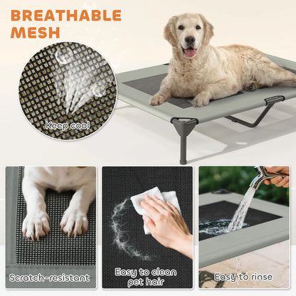Elevated Dog Bed With Canopy, Washable Mesh, Steel Frame, 41.7" x 29.9" x 39", Light Grey Elevated Dog Beds at Gallery Canada