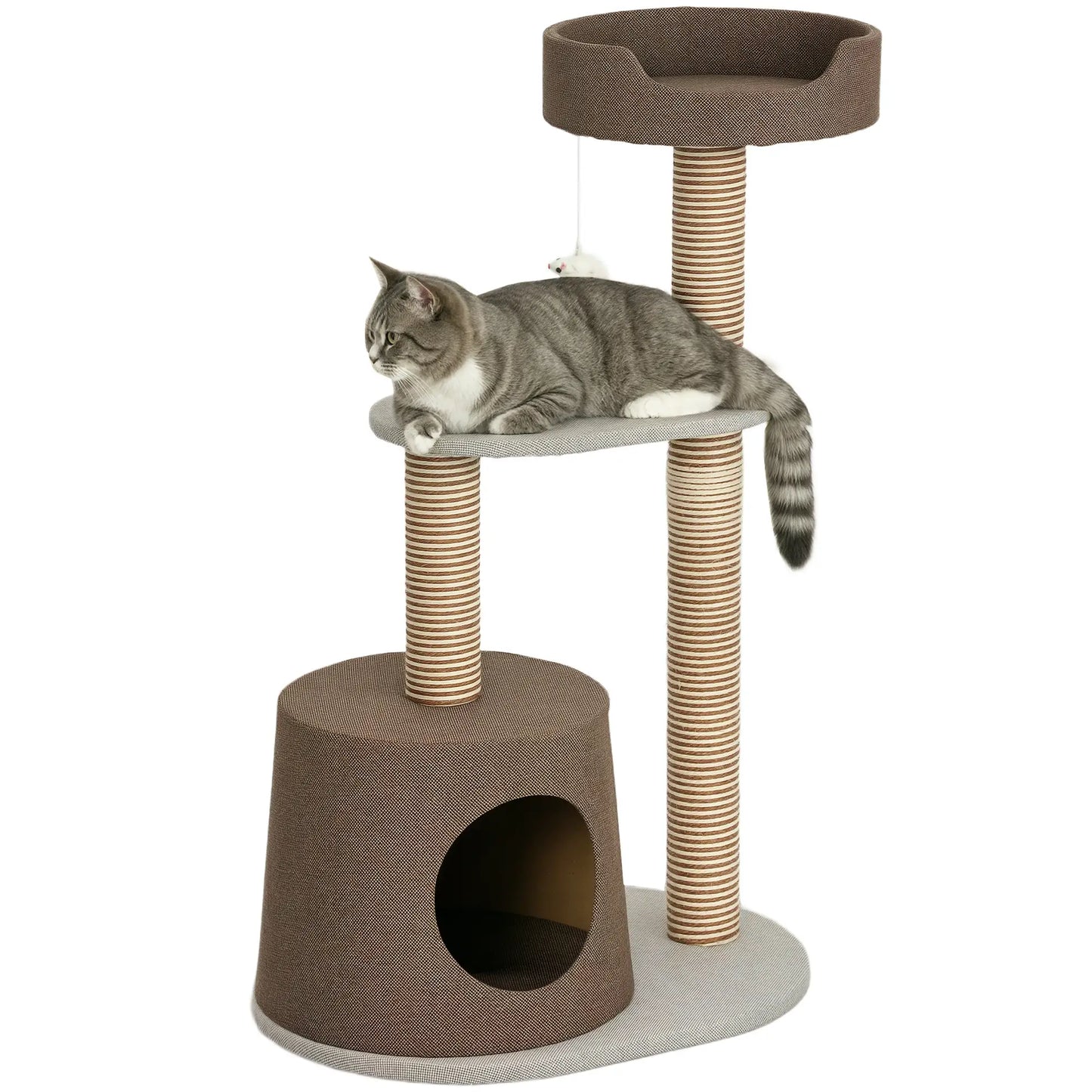 Cat Scratching Tree Post, Climbing Furniture with Toy, Brown Cat Posts Brown at Gallery Canada