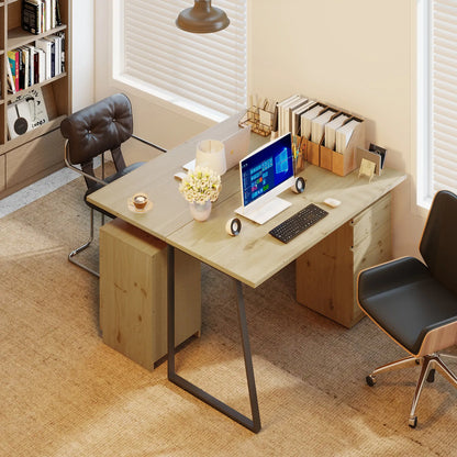 53 Inch Computer Desk, Writing Table with Cabinet, Drawer, Adjustable Shelf Office Desks & Work Stations at Gallery Canada