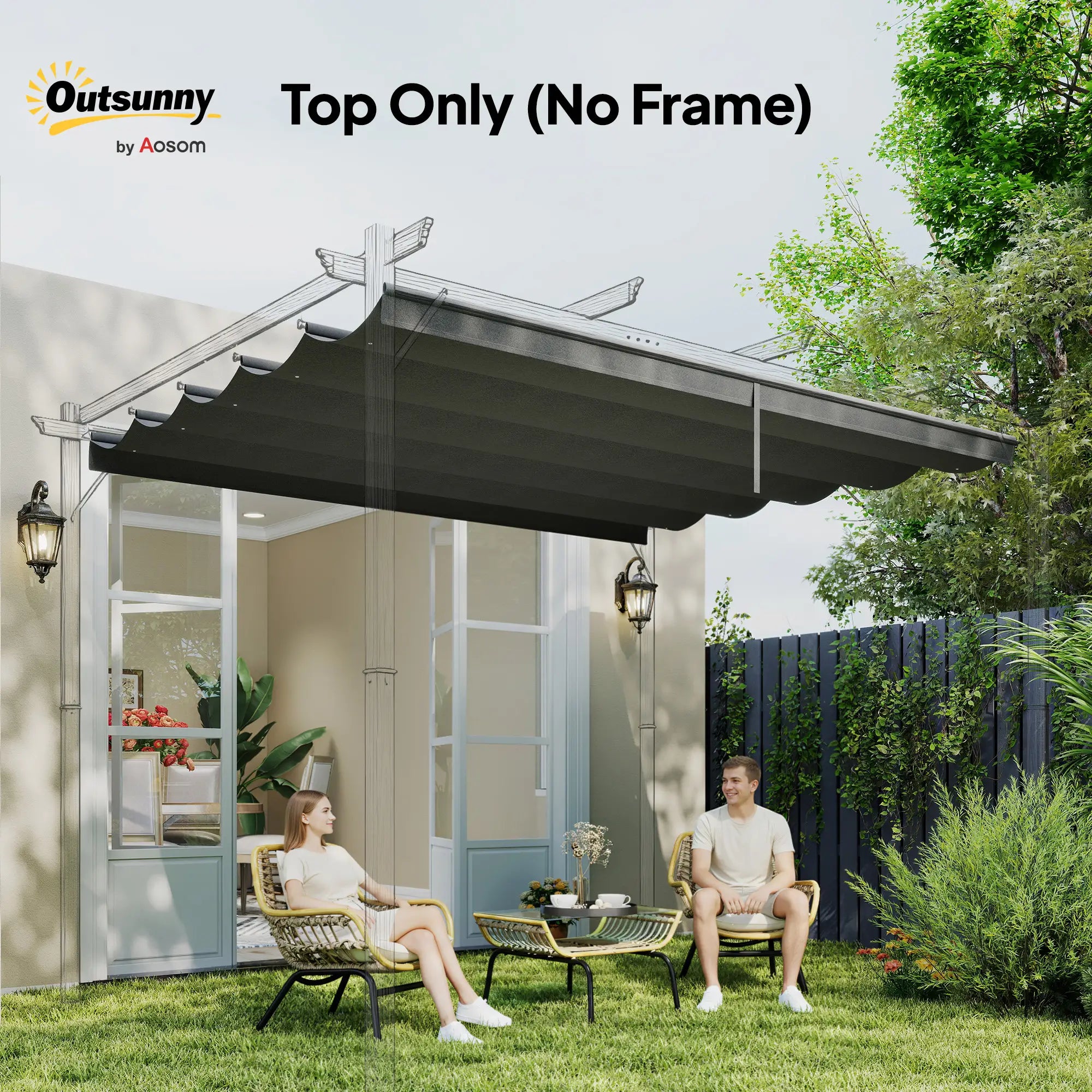 Retractable Pergola Canopy Replacement, 10' x 10', Dark Grey Gazebo Canopy Replacement at Gallery Canada