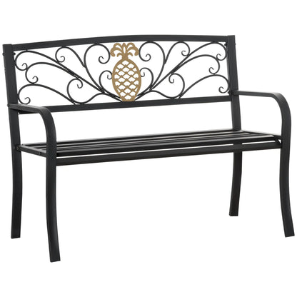 2 Seater Garden Bench, 45" x 21.75" x 35.5", Black and Gold Outdoor Benches Black, golden at Gallery Canada