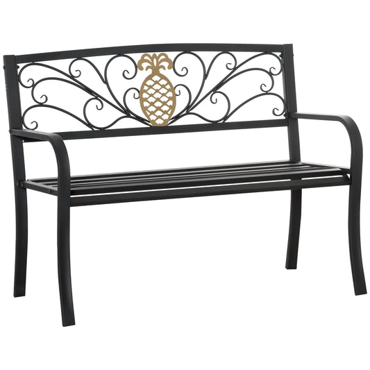 2 Seater Garden Bench, 45" x 21.75" x 35.5", Black and Gold Outdoor Benches Black, golden at Gallery Canada