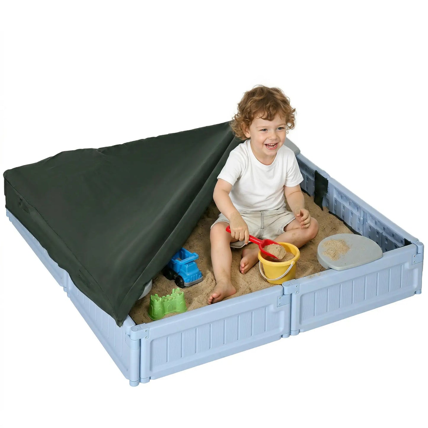 Kids Outdoor Sandbox with Canopy, Fabric Liner, Light Blue Sandboxes & Accessories at Gallery Canada