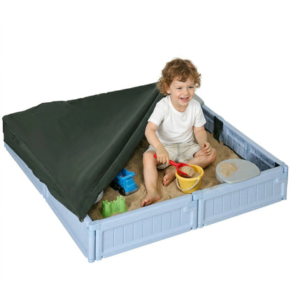 Kids Outdoor Sandbox with Canopy, Fabric Liner, Light Blue Sandboxes & Accessories at Gallery Canada