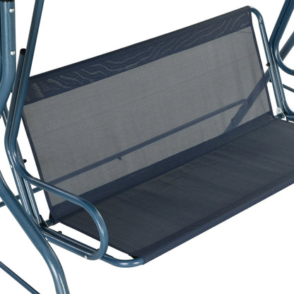Outdoor Porch Swing, Adjustable Canopy, 3-Seater with Cushion, Blue Patio Swings with Stand at Gallery Canada
