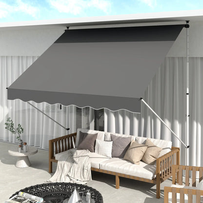 10x5ft Manual Retractable Awning, Water Resistant UV Protector, Grey Door Awnings at Gallery Canada