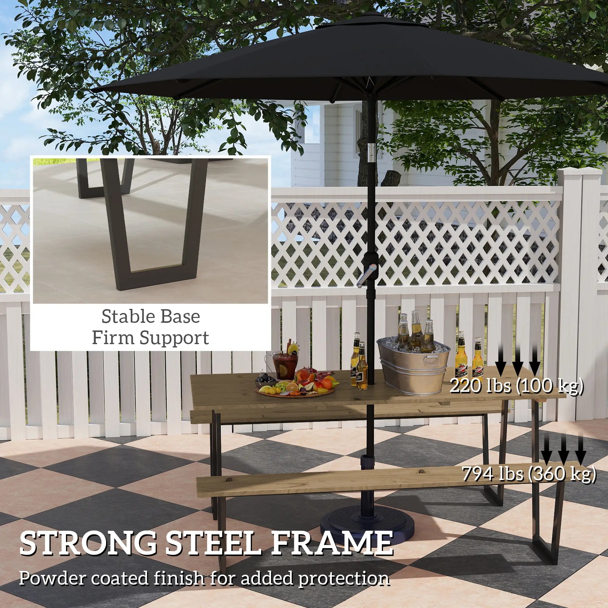 5.7 FT Outdoor Picnic Table, Spruce Wood, 795 LBS Benches, Brown Picnic Tables & Camping Chairs at Gallery Canada