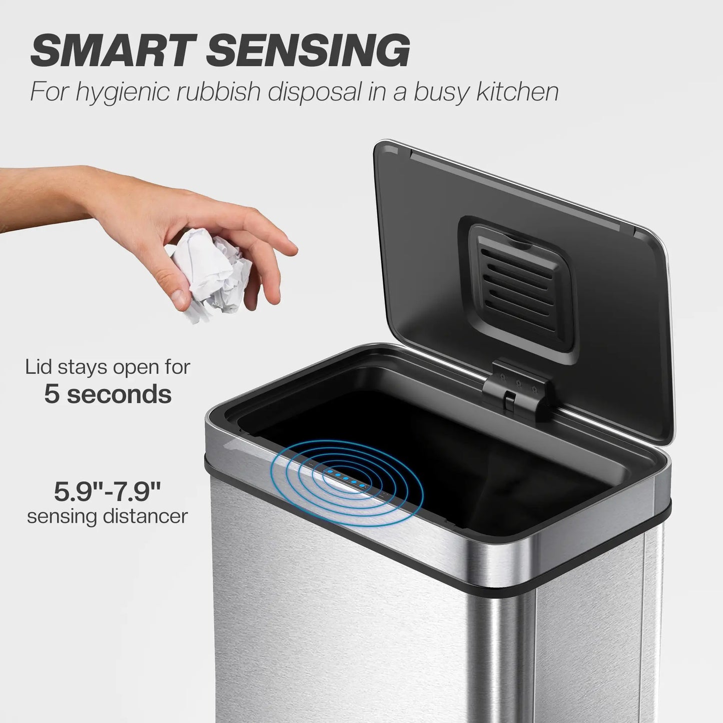 13.2 Gallon Sensor Can, Automatic Garbage Can, Stainless Steel, Silver Household Supplies at Gallery Canada
