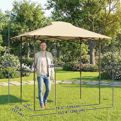 5 x 8.5 ft Pop Up Grill Gazebo, 2 Shelves, UPF 50+ Canopy, Khaki Pop Up Canopies at Gallery Canada