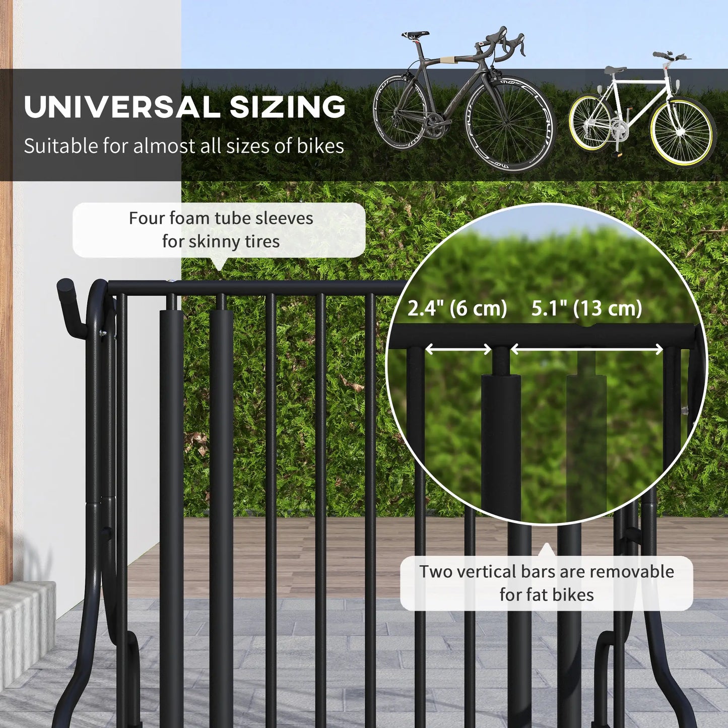 Steel Bike Rack, 35", 4-Bike Capacity, Dual-Side, for Garages Streets Bike Parking Stands at Gallery Canada