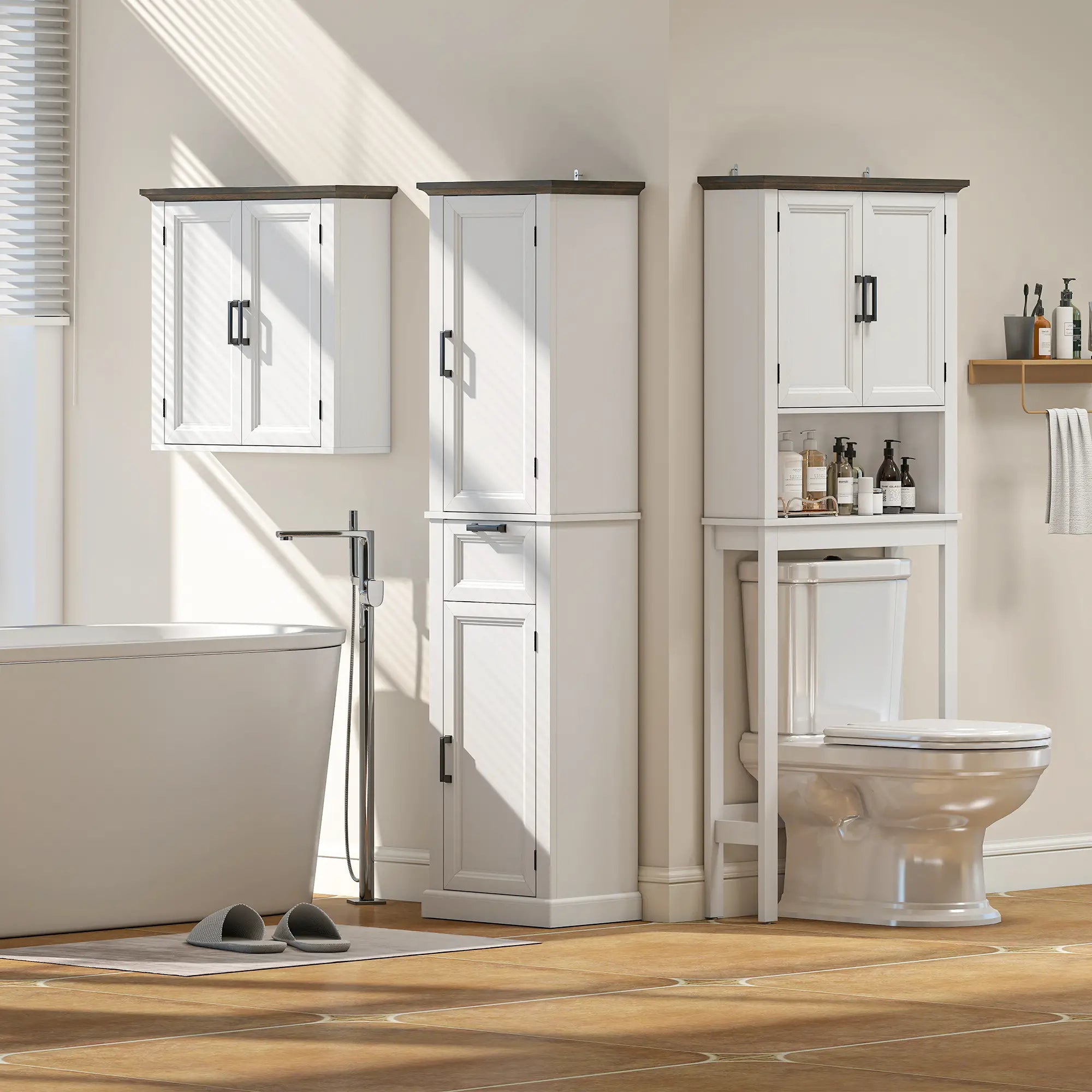 Over The Toilet Storage Cabinet, Open Shelf, Adjustable Bar, White Over The Toilet Storage at Gallery Canada