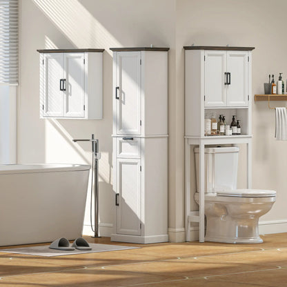Over The Toilet Storage Cabinet, Open Shelf, Adjustable Bar, White Over The Toilet Storage at Gallery Canada