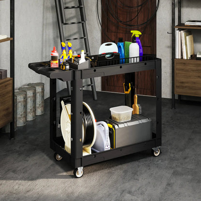 2-Tier Rolling Tool Cart, 500 LBS Capacity, Black Tool Organizers at Gallery Canada
