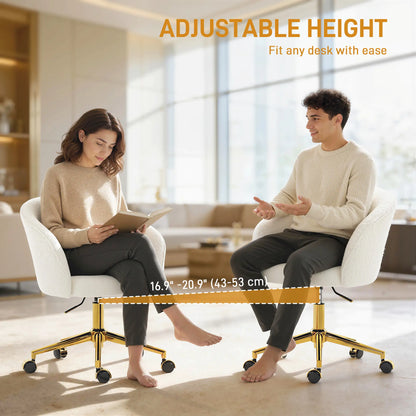 Office Chair, Teddy Fleece Upholstered Vanity Desk Chair, Cream White Task Chairs at Gallery Canada