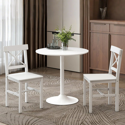 Wooden Dining Chairs Set of 2, Cross Back, White Dining Chairs at Gallery Canada