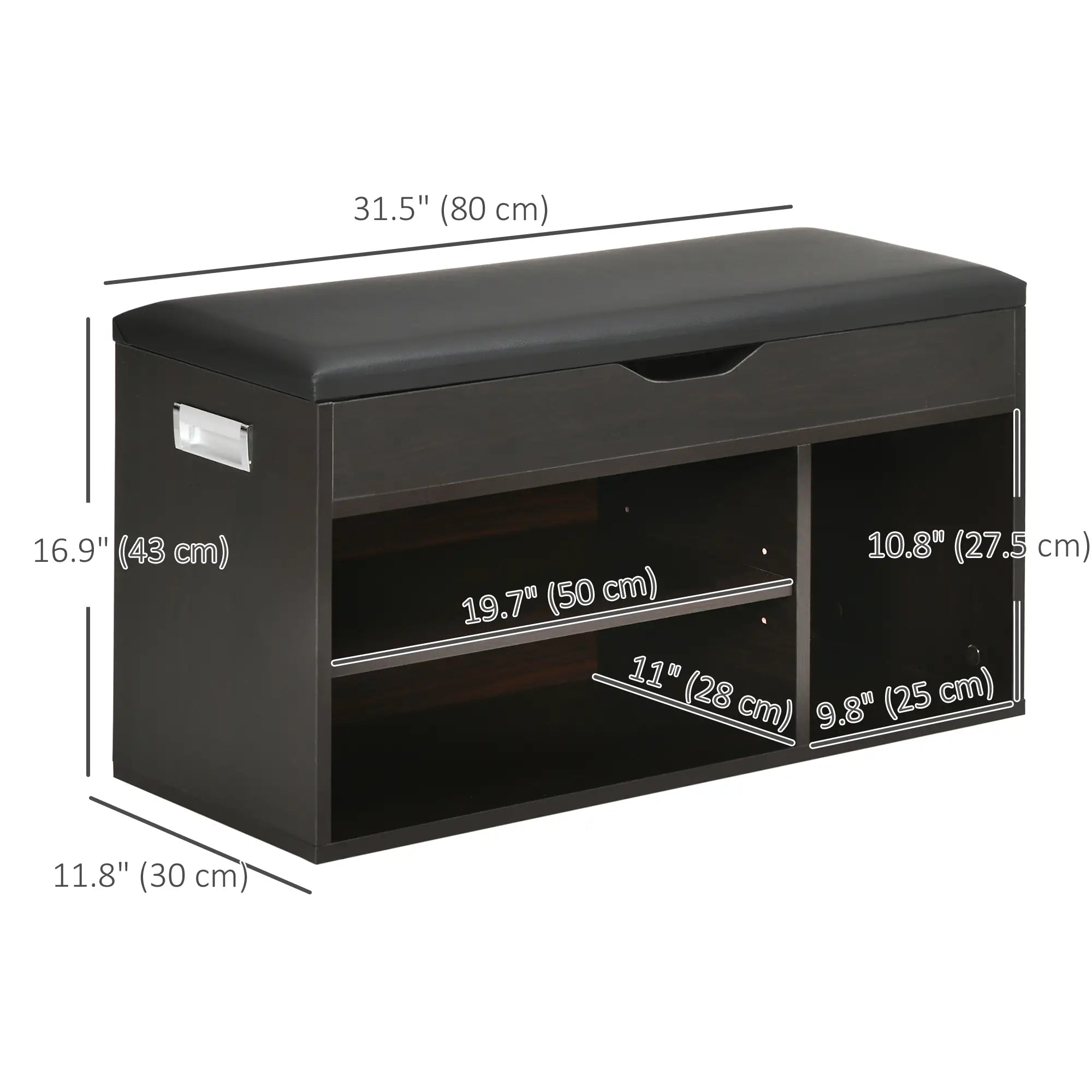 Shoe Bench with Padded Cushion, Hidden Storage, Black Shoe Storage Cabinets & Racks at Gallery Canada