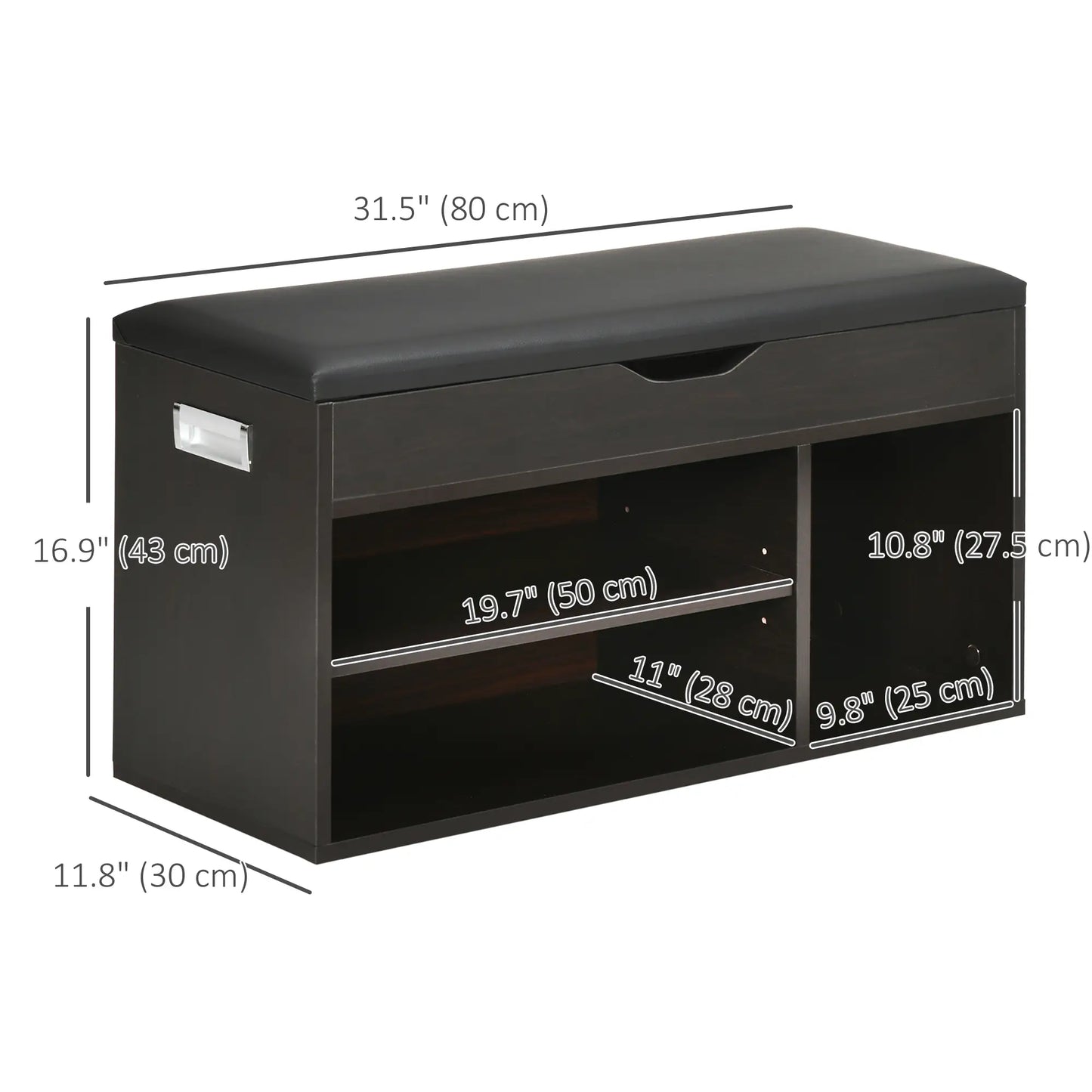 Shoe Bench with Padded Cushion, Hidden Storage, Black Shoe Storage Cabinets & Racks at Gallery Canada