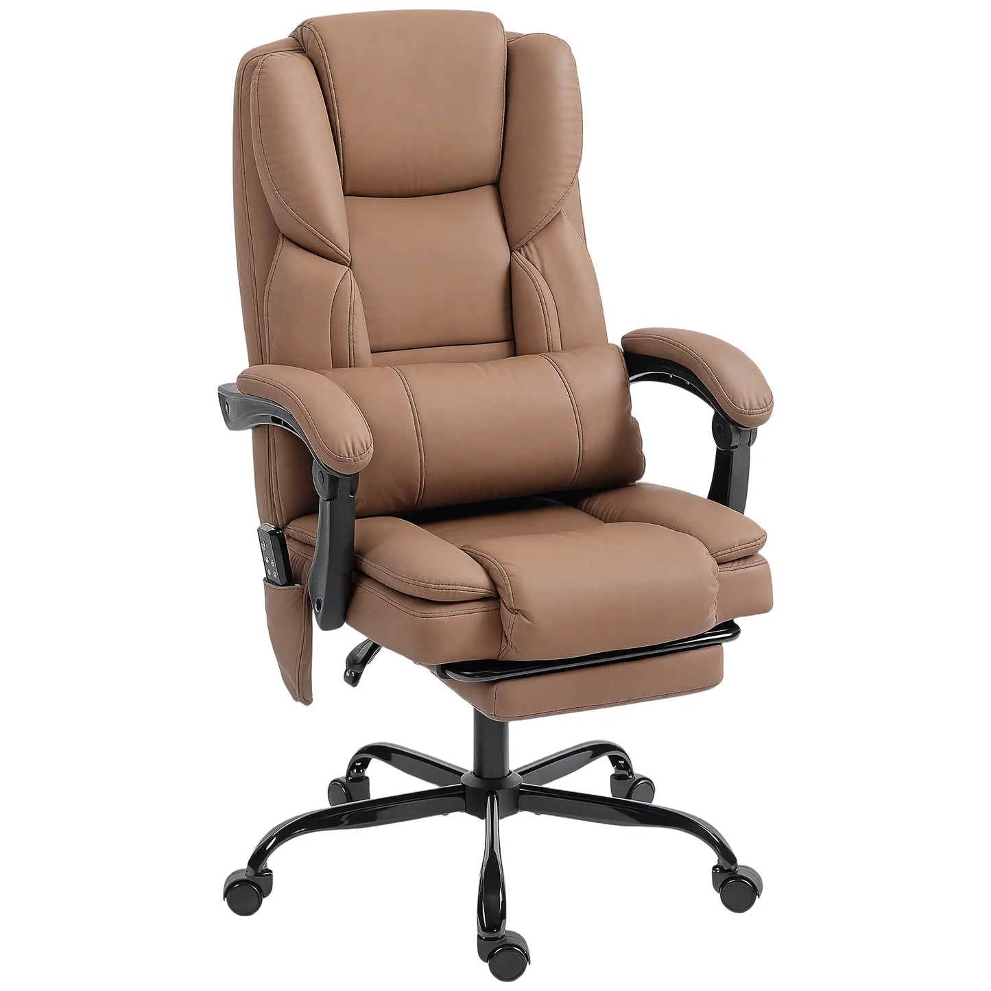 Office Chair with Massage, Faux Leather, Lumbar Support, Footrest, Brown Massage Chairs Brown at Gallery Canada