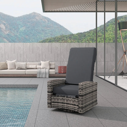 Outdoor Rattan Wicker Lounge Chair with Footrest, Soft Cushion, Grey Patio Chairs at Gallery Canada