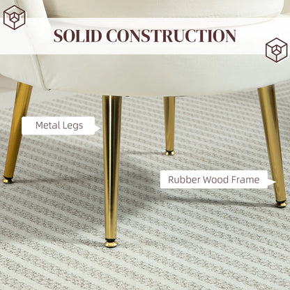 Modern Velvet Accent Chair, Gold Metal Legs, Cream White Accent Chairs at Gallery Canada