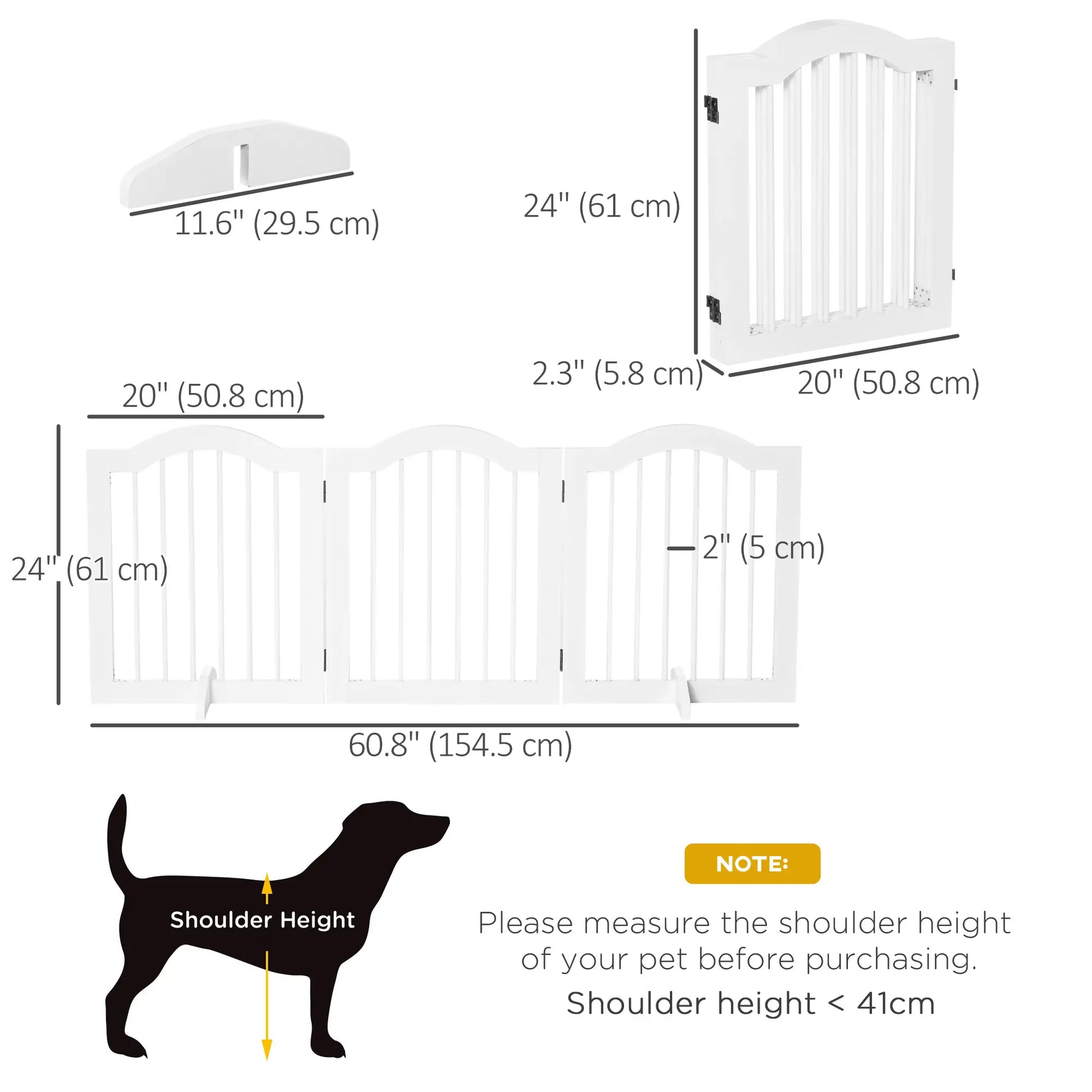 24"H Foldable Dog Gate, 3 Panels, Freestanding Pet Barrier, White Houses, Kennels & Pens at Gallery Canada