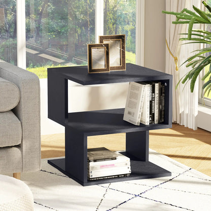 Modern Square 3 Tier Wood Coffee Table, Small Desk, Black Side Tables at Gallery Canada
