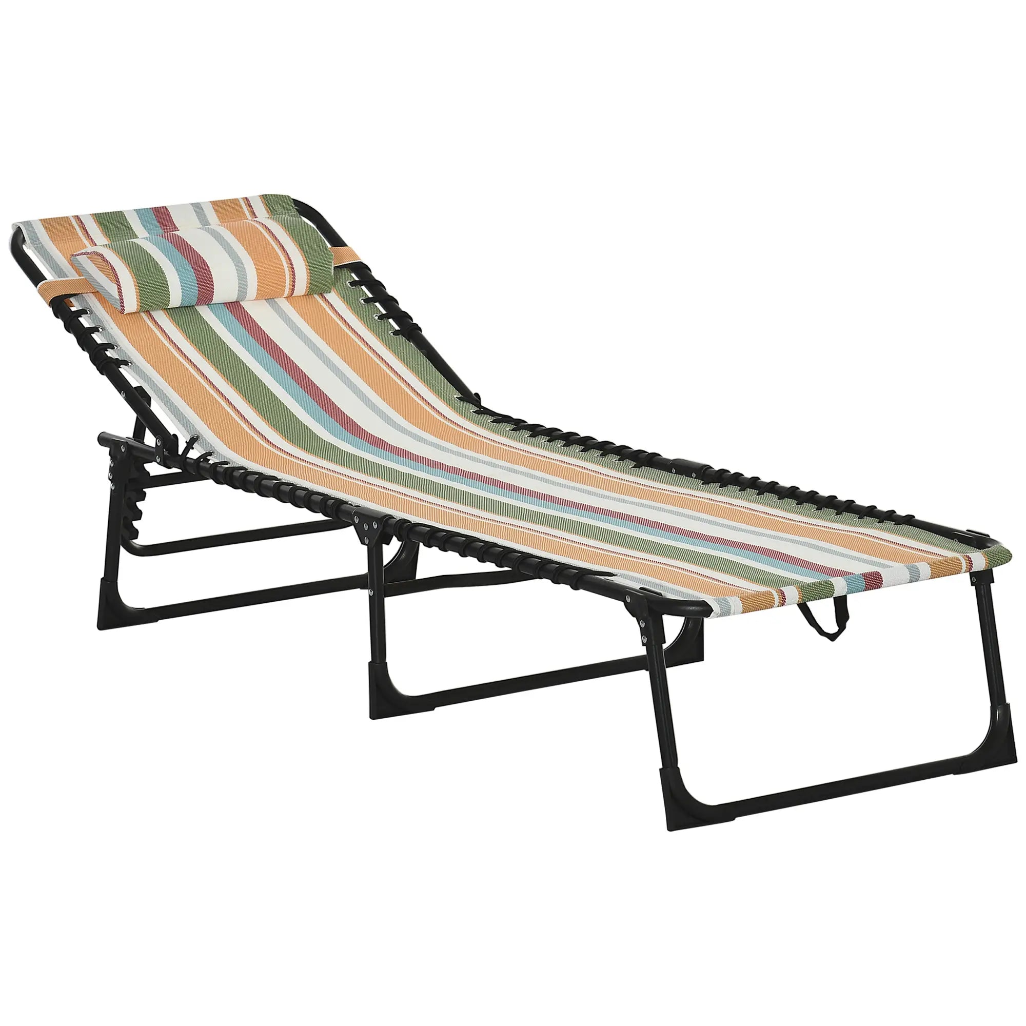 Outdoor Folding Lounge Chair, 4-Level Adjustable, Tanning Chair, Multicoloured Lounger Chairs at Gallery Canada