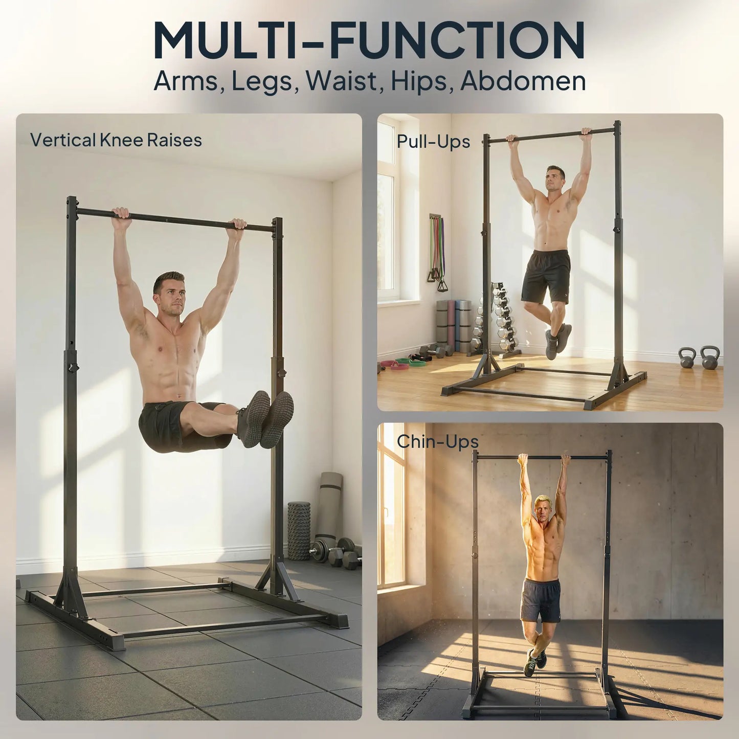 Portable Pull Up Station, Height Adjustable, 8 Levels, 440LBS Capacity Strength Training Equipment at Gallery Canada