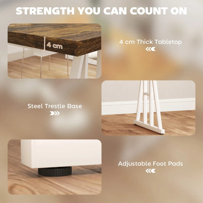 Farmhouse Kitchen Table for 8, Rectangular, White and Brown Dining Tables at Gallery Canada