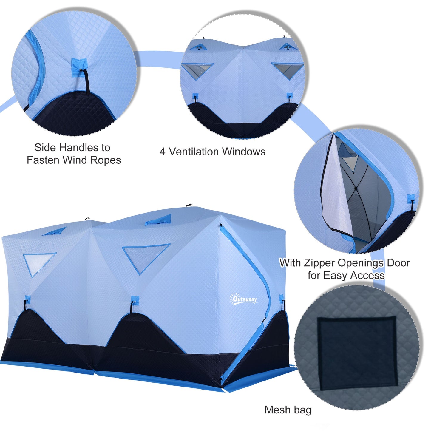 8-Person Pop-up Ice Fishing Tent, Insulated Ice Fishing Shelter with Ventilation Windows, Double Doors and Carry Bag, for Low-Temp -22℉ at Gallery Canada
