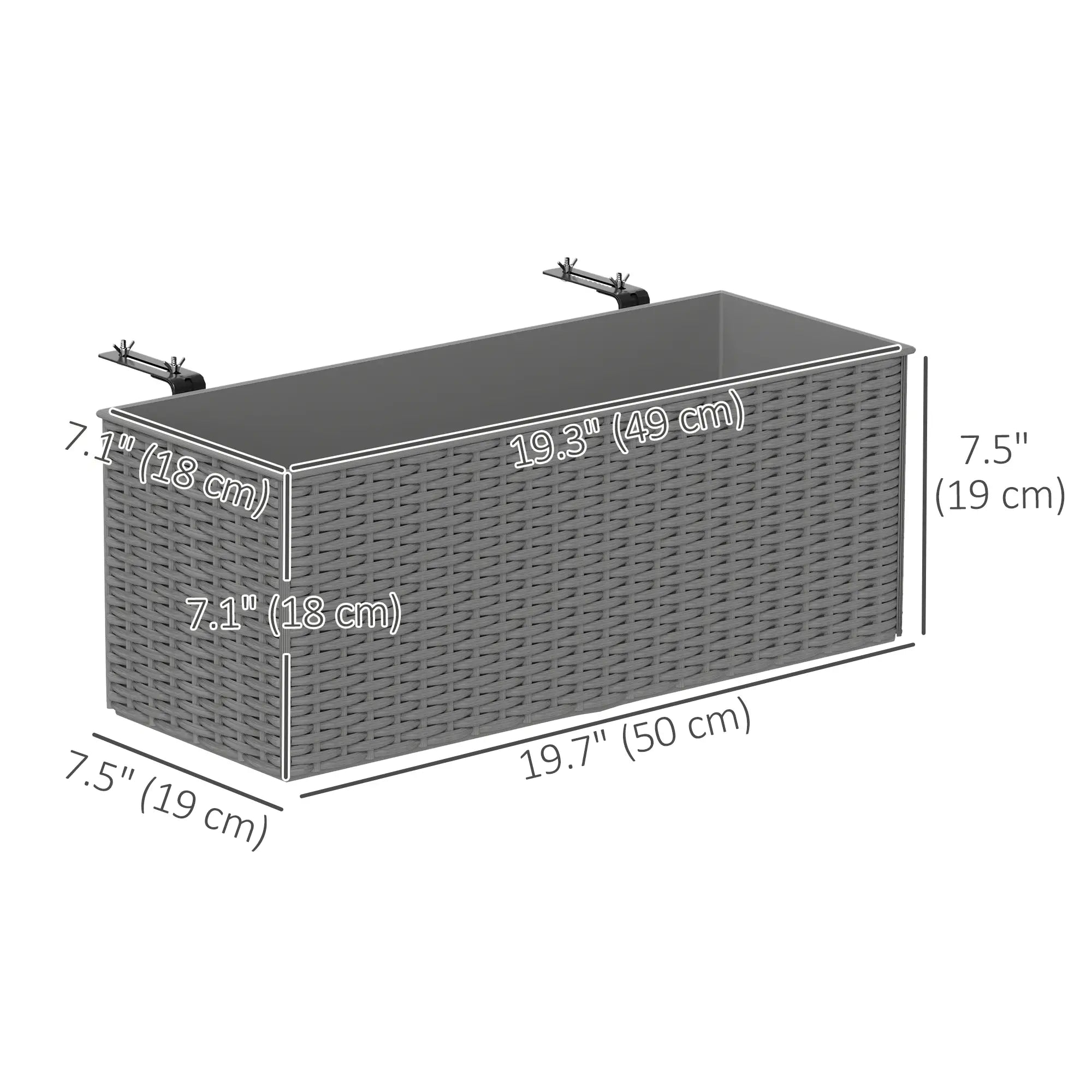 2 Pack 20 Inch Hanging Flower Pots, Railing Planter Box, Grey Planter Set at Gallery Canada