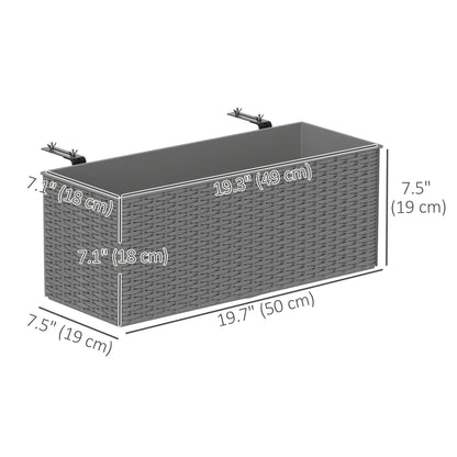 2 Pack 20 Inch Hanging Flower Pots, Railing Planter Box, Grey Planter Set at Gallery Canada
