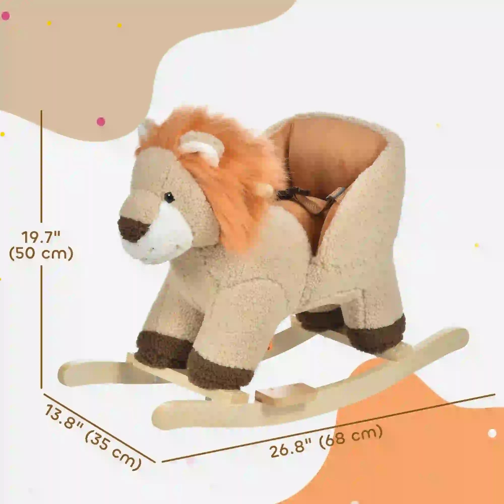 Baby Rocking Horse, Lion Design, Plush, Wooden, Sound, Seat Belt, 18-36 Months, Brown Rocking Horses at Gallery Canada