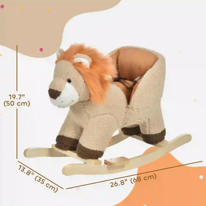 Baby Rocking Horse, Lion Design, Plush, Wooden, Sound, Seat Belt, 18-36 Months, Brown Rocking Horses at Gallery Canada