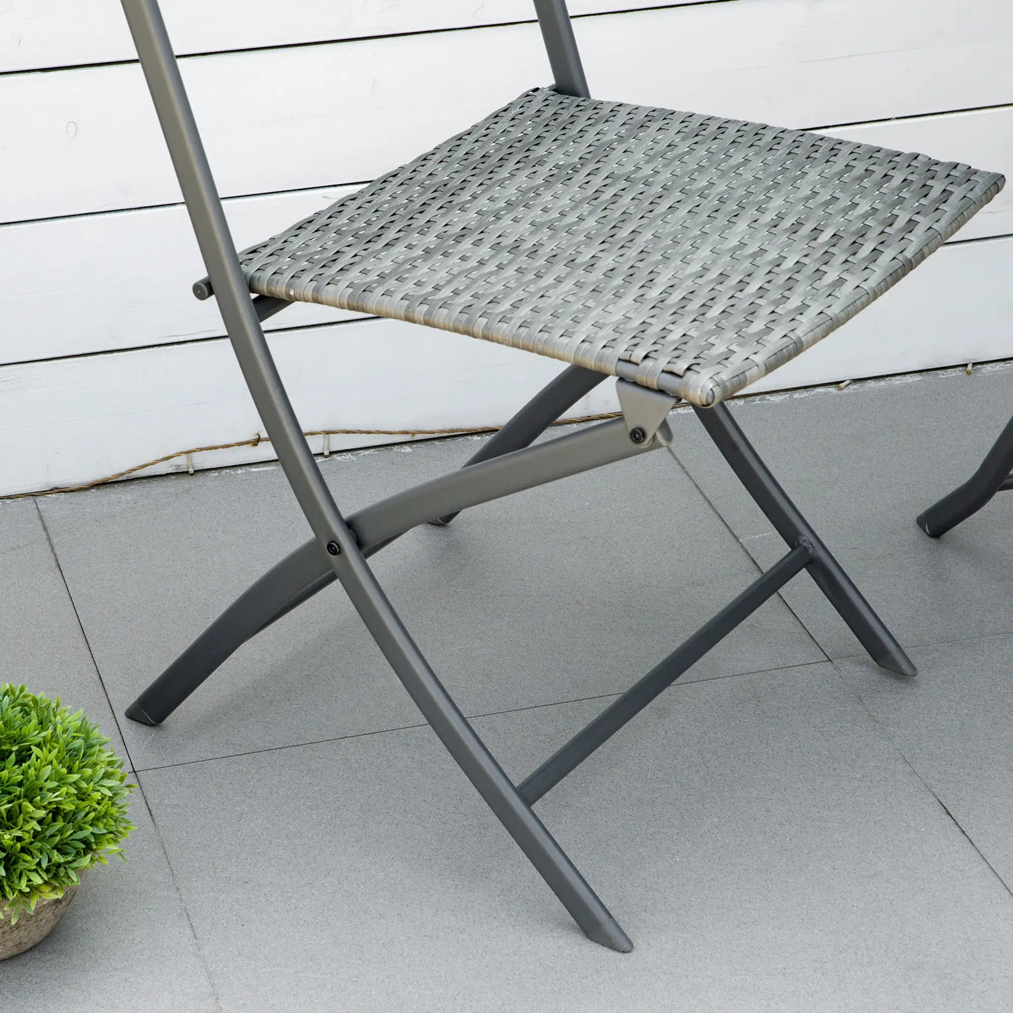 3-Piece Outdoor Folding Rattan Bistro Set, Grey Bistro Sets at Gallery Canada