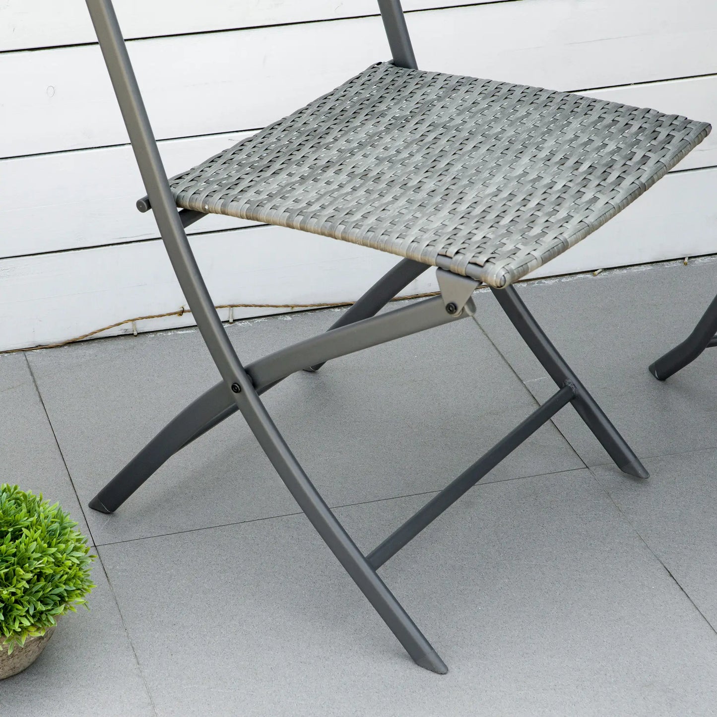 3-Piece Outdoor Folding Rattan Bistro Set, Grey Bistro Sets at Gallery Canada