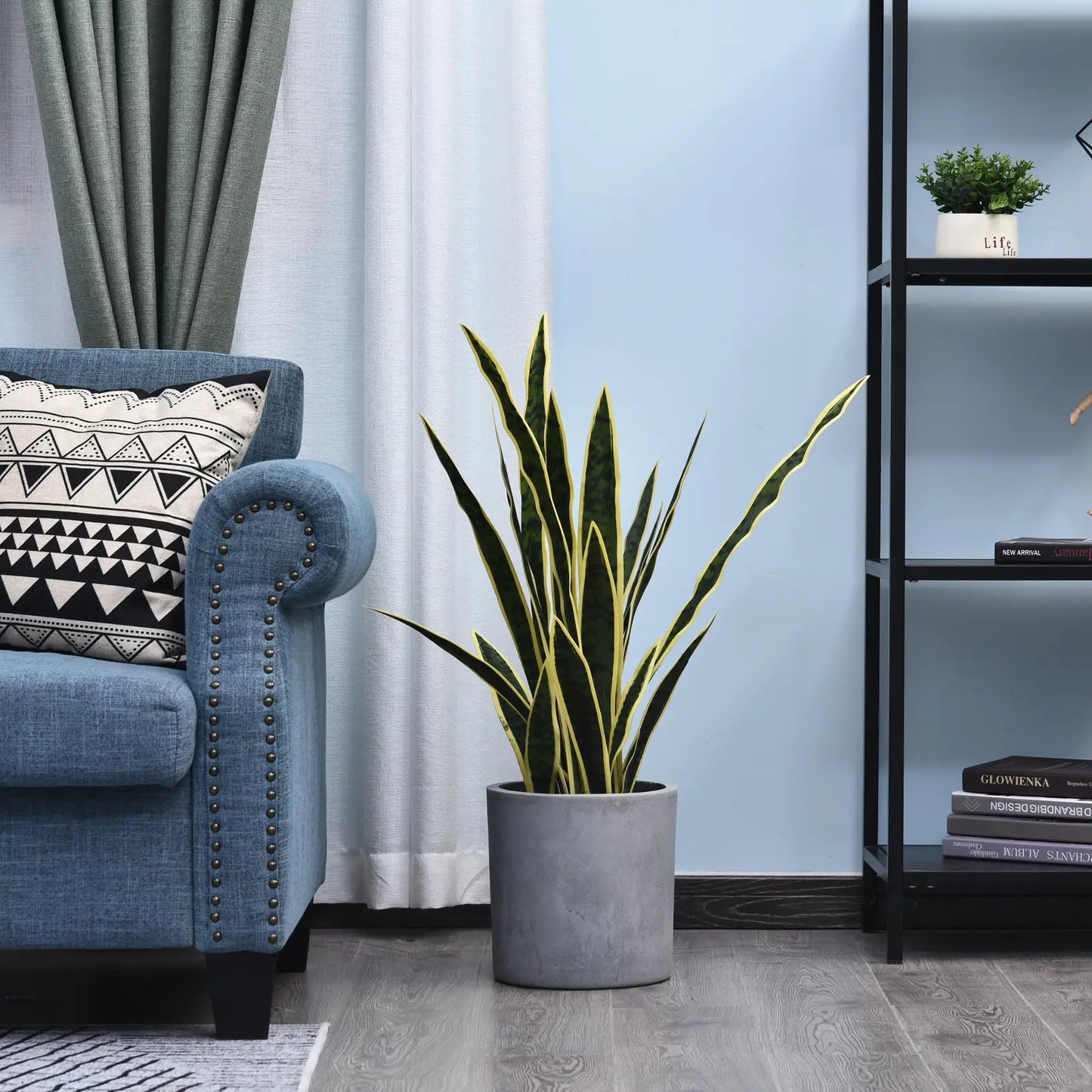 30" Artificial Snake Plant, 21 Leaves In Pot, Green Artificial Trees at Gallery Canada