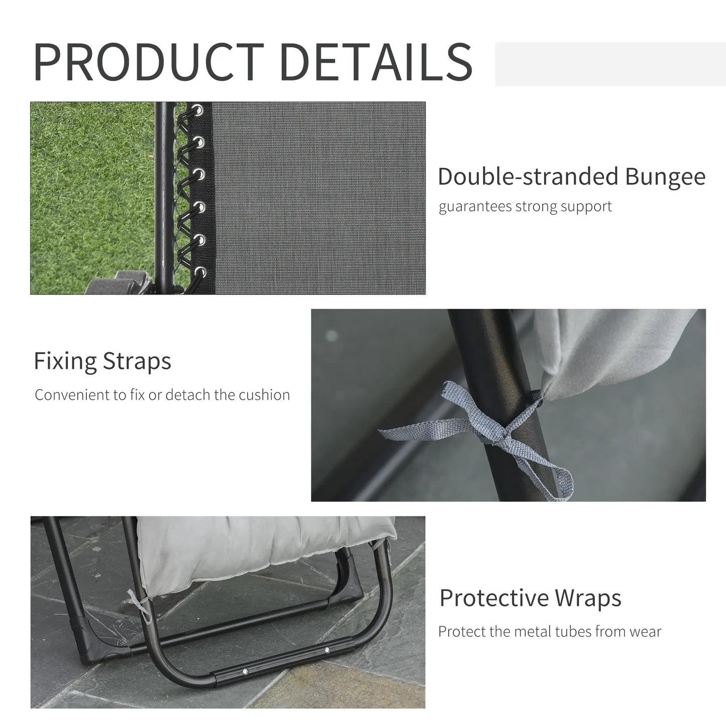 Zero Gravity Reclining Chair, Adjustable Backrest, Folding Sun Lounger, Removable Cushion, Light Grey Lounger Chairs at Gallery Canada