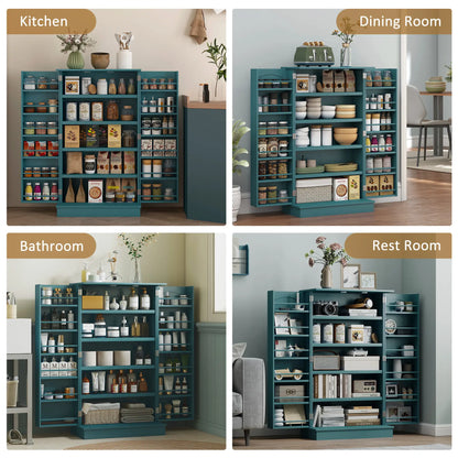 41 Storage Cabinet, 2-Door Kitchen Pantry, 5-Tier Shelving, Teal Blue Kitchen Pantry Cabinets at Gallery Canada