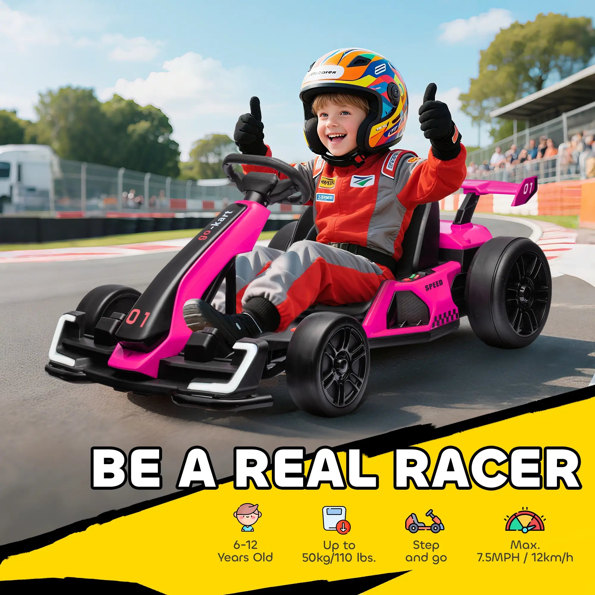 24V Electric Go Kart, Battery Powered Kids Drift Kart, Adjustable Seat, Pink Electric Ride On Toys at Gallery Canada