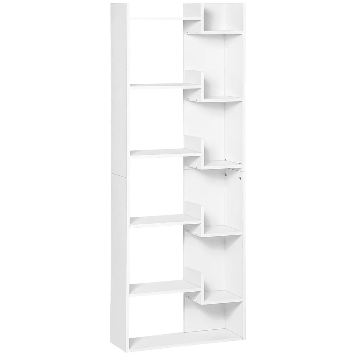 6-Tier Tall Bookcase, Modern Storage Bookshelf, White Display Bookshelves White at Gallery Canada
